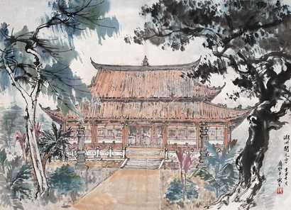 应野平 1961年作 开元寺 镜心